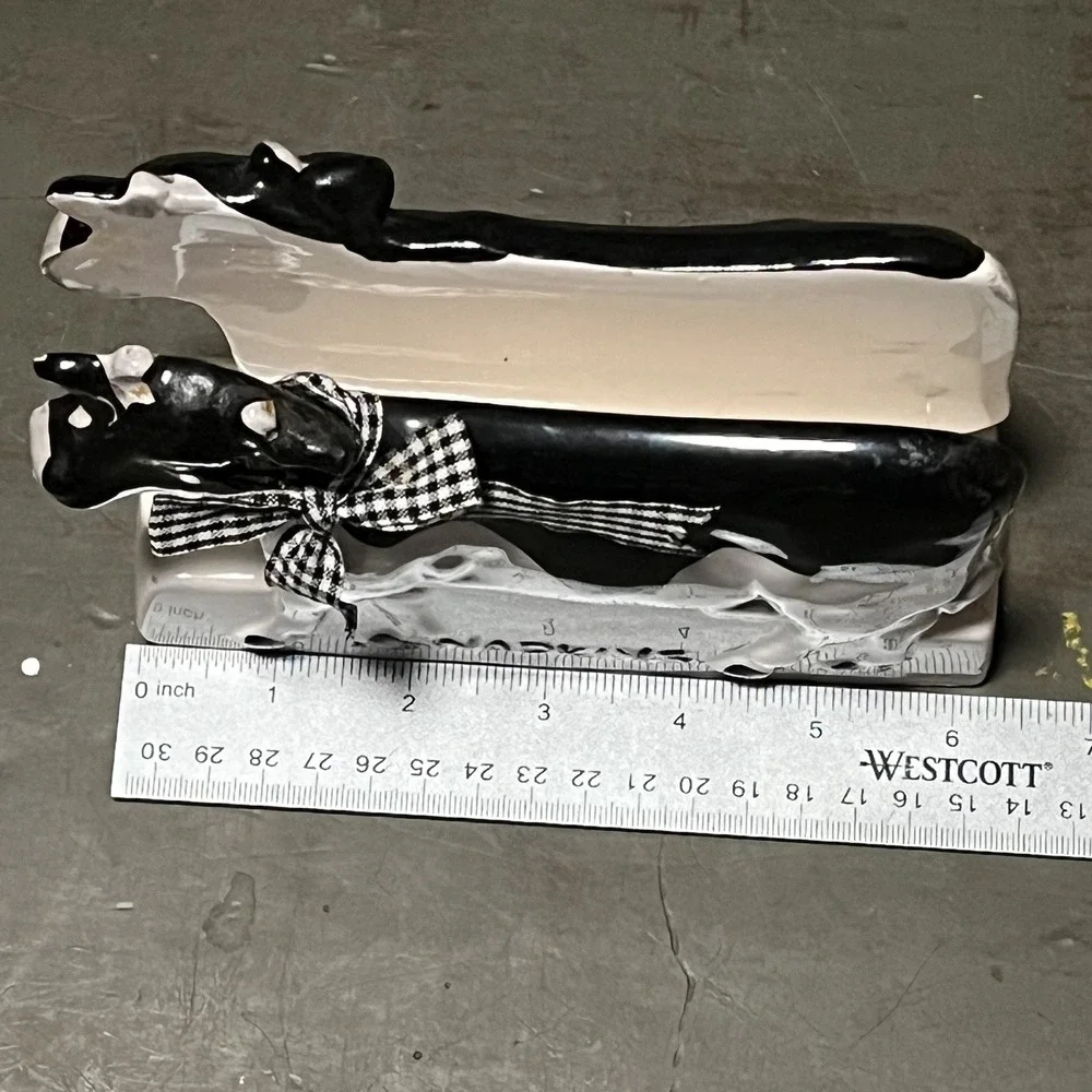 Vintage Ceramic Black & White Cow Napkin Holder Farmhouse Decor-CHIPSEEPIC